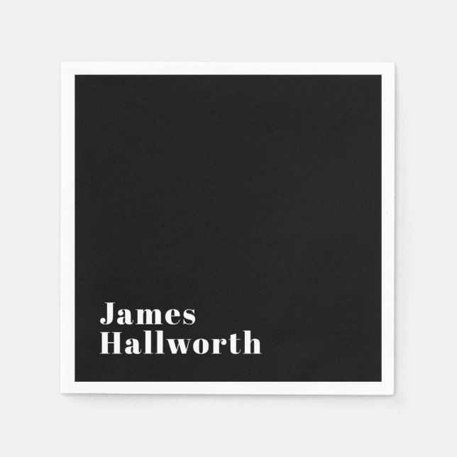 Stylish Editable Retro Modern Name (or other text) Napkin (Front)