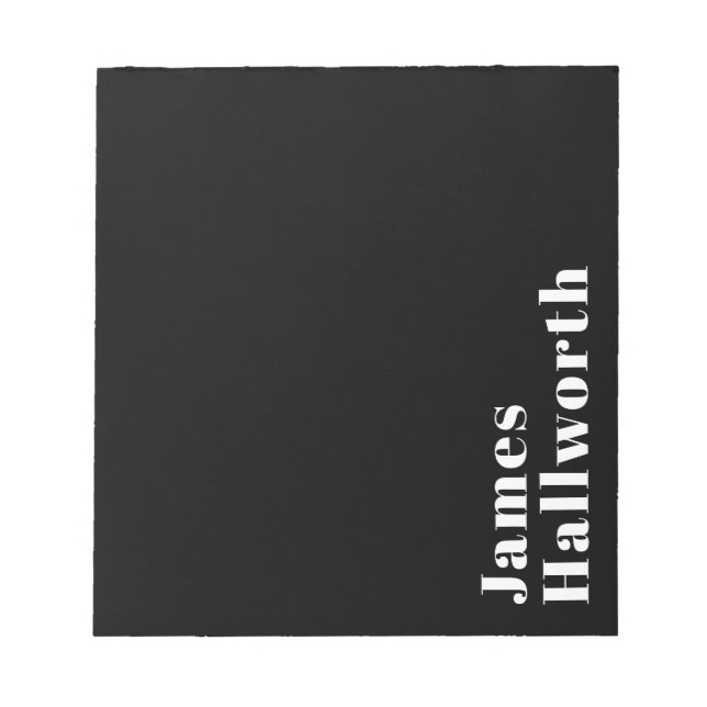 Stylish Editable Retro Modern Name (or other text) Notepad (Front)