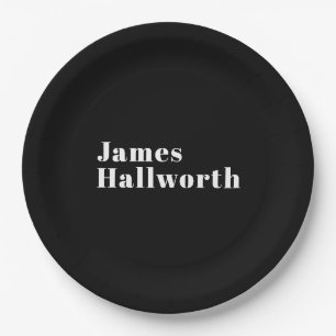 Stylish Editable Retro Modern Name (or other text) Paper Plate