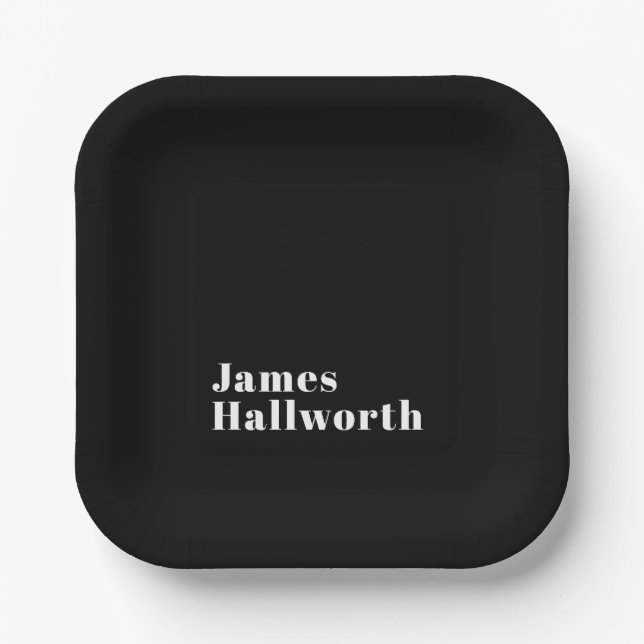 Stylish Editable Retro Modern Name (or other text) Paper Plate (Front)