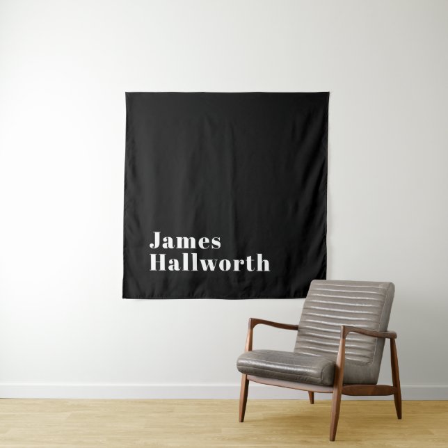 Stylish Editable Retro Modern Name (or other text) Tapestry (In Situ)