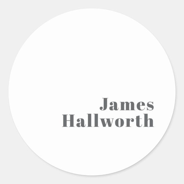 Stylish Editable Retro Modern Text | Grey Classic Round Sticker (Front)
