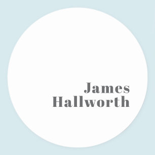 Stylish Editable Retro Modern Text Grey Classic Round Sticker