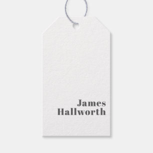 Stylish Editable Retro Modern Text   Grey Gift Tags