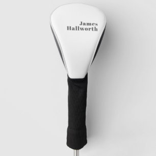 Stylish Editable Retro Modern Text Grey Golf Head Cover