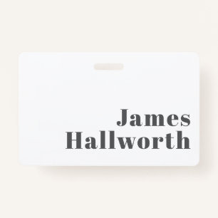 Stylish Editable Retro Modern Text   Grey ID Badge