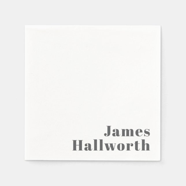 Stylish Editable Retro Modern Text | Grey Napkin (Front)