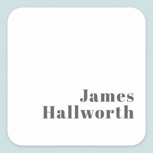 Stylish Editable Retro Modern Text   Grey Square Sticker