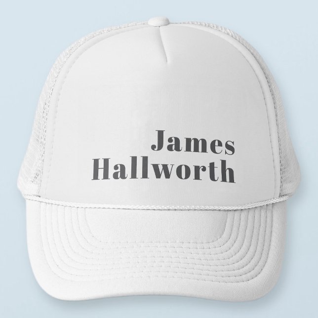 Stylish Editable Retro Modern Text | Grey Trucker Hat (Creator Uploaded)