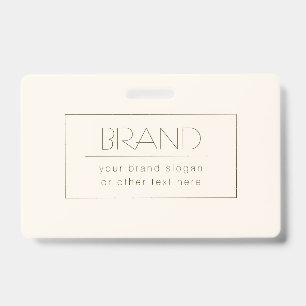 Stylish Editable Template Off-white & Dark Brown ID Badge