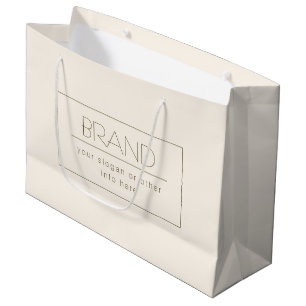 Stylish Editable Template   Off-white & Dark Brown Large Gift Bag