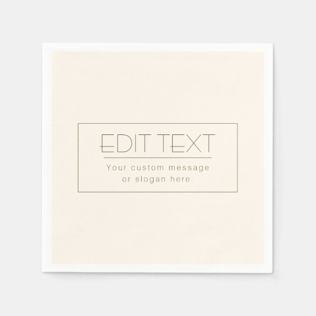 Stylish Editable Template | Off-white & Dark Brown Napkin (Front)