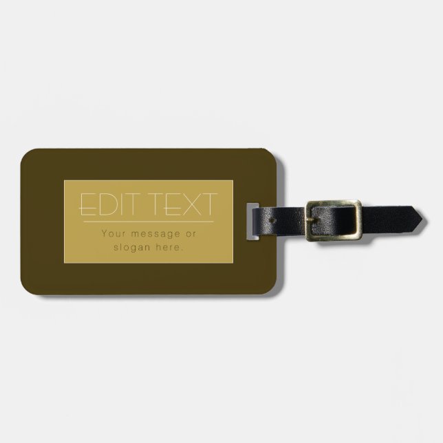 Stylish Editable Text Template | Vintage Gold Luggage Tag (Front Horizontal)