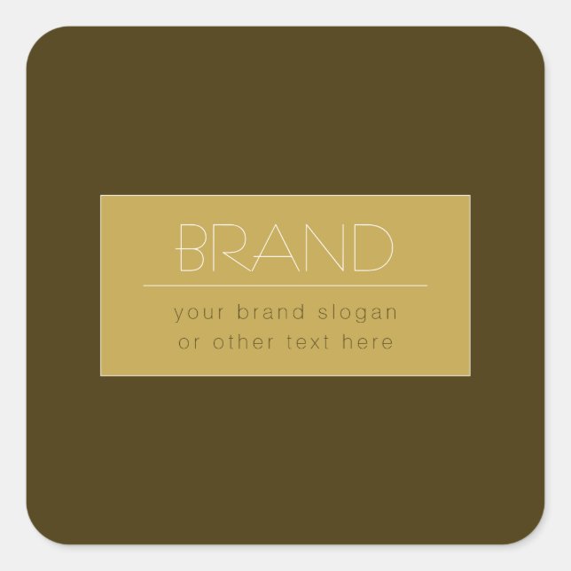 Stylish Editable Text Template | Vintage Gold Square Sticker (Front)