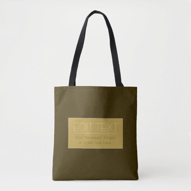 Stylish Editable Text Template | Vintage Gold Tote Bag (Front)