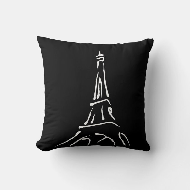 Stylish Eiffel Tower Sketch Cushion (Front)
