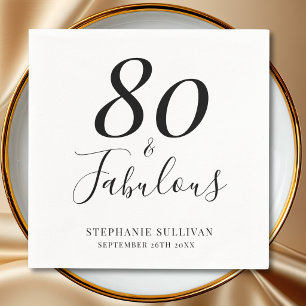 Stylish Eighty And Fabulous 80th Birthday Party Napkin