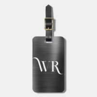Stylish Elegant 2 Monogram Initial Black Metal 