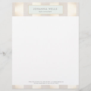 Stylish Elegant Beige Linen and Gold Striped Letterhead
