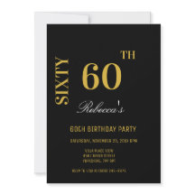 Stylish Elegant Black & Gold 60th Birthday Party