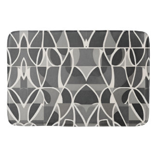 Stylish Elegant Black White Geometric Pattern  Bath Mat