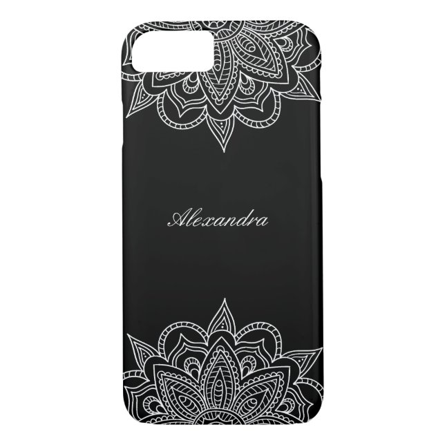 Stylish & Elegant Black & White Mandala Lace Case-Mate iPhone Case (Back)