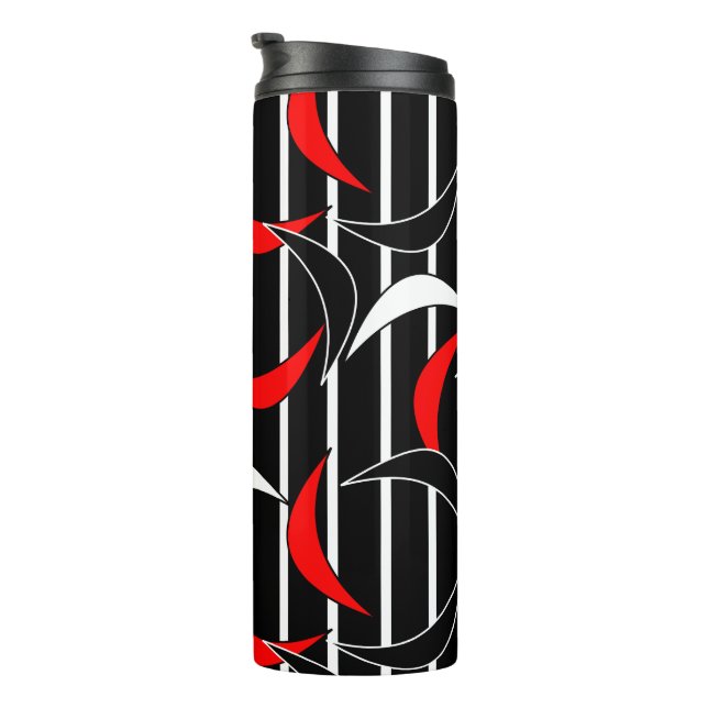 Stylish Elegant Black White Red Stripes Tumbler (Rotated Right)