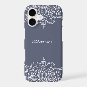 Stylish & Elegant Blue Grey & White Mandala Lace