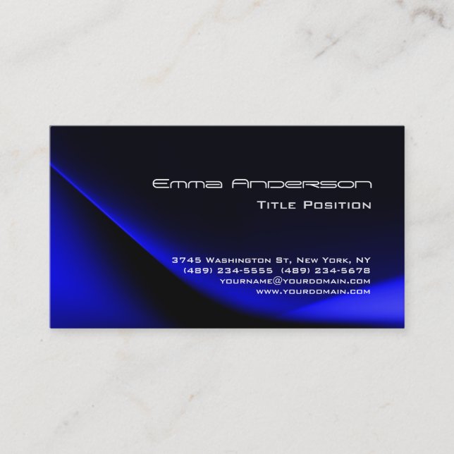 Stylish Elegant Blue Modern Impressive Trendy Business Card (Front)