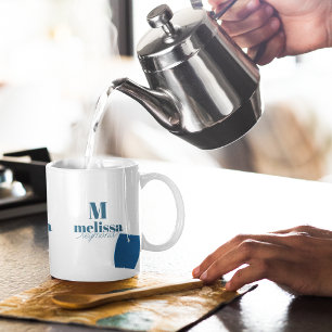 Stylish Elegant Blue Monogram  Coffee Mug