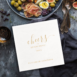 Stylish Elegant Cheers To Anniversary Retirement Foil Napkins