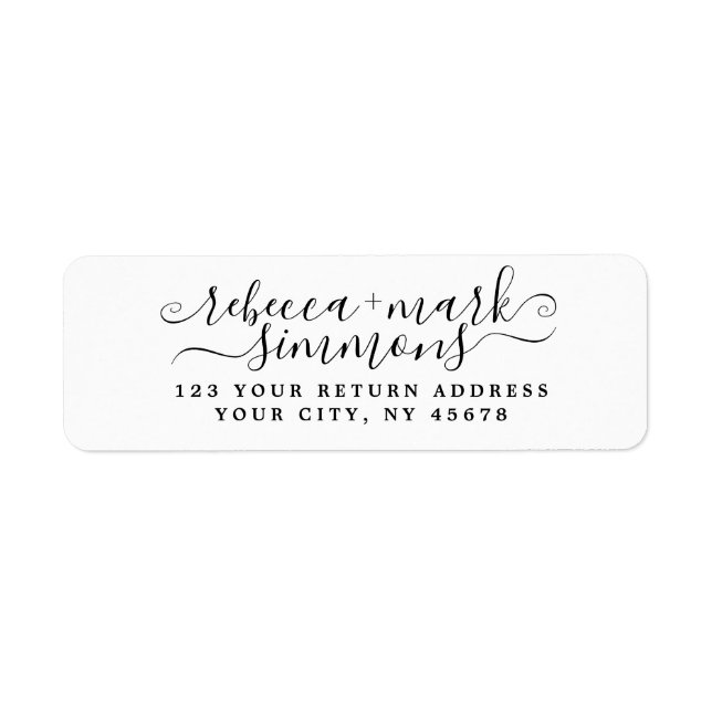 Stylish Elegant Chic Script Wedding Return Address (Front)