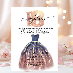 Stylish Elegant Dress 18th Birthday Party Invitation