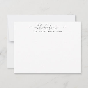 Stylish Elegant Family Name Couple Black Script Card