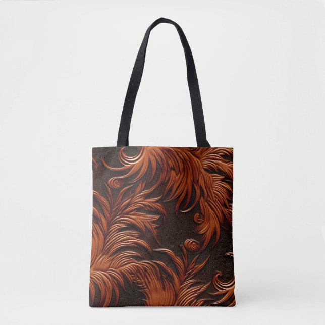 Stylish Elegant Faux Embossed Leather Tote Bag (Front)