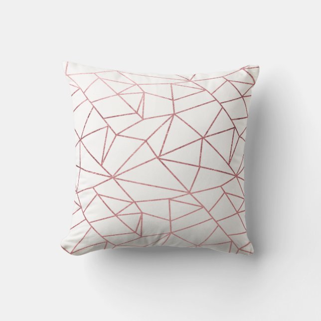 Stylish elegant faux rose gold geometrical cushion (Front)