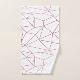 Stylish elegant faux rose gold geometrical hand towel