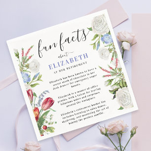Stylish Elegant Fun Facts Script Pastel Floral  Napkin