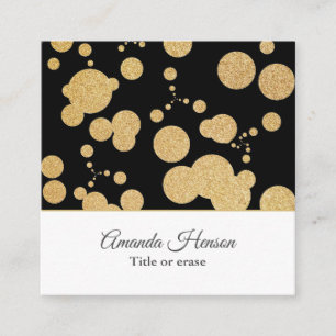 Stylish Elegant Gold Glitter Circle Black Square Business Card