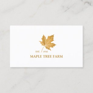 Stylish Elegant Gold Ochre Maple Leaf Logo Business Card
