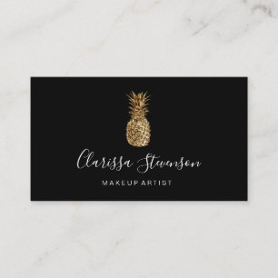 Stylish elegant gold pineapple makeup artist business card