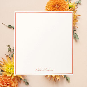 Stylish Elegant Ivory & Coral Orange Simple Notepad