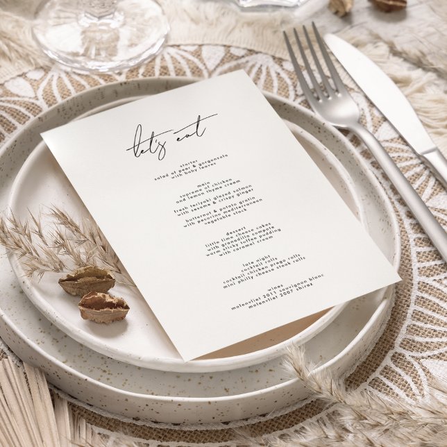 Stylish Elegant Let's Eat Black & White Wedding Programme (Creator Uploaded)