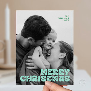 Stylish Elegant, Merry Christmas Family Photo Chic Postcard