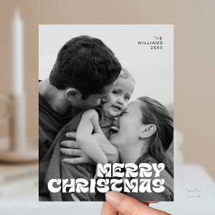 Stylish Elegant, Merry Christmas Family Photo Chic Postcard
