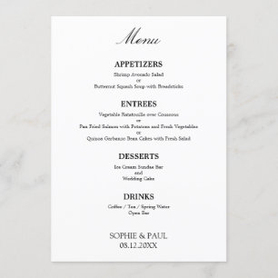 Stylish Elegant Minimalist Wedding Menu