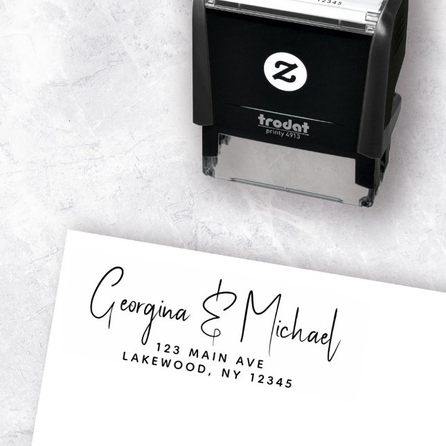 Stylish Elegant Modern Script Minimalist Wedding Self-inking Stamp (Creator Uploaded)