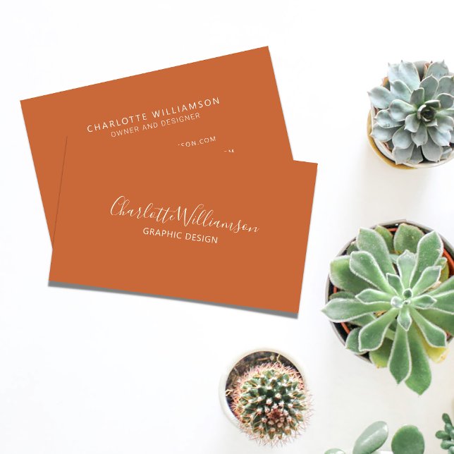Stylish Elegant Monogram Minimalist Terracotta Business Card (Creator Uploaded)