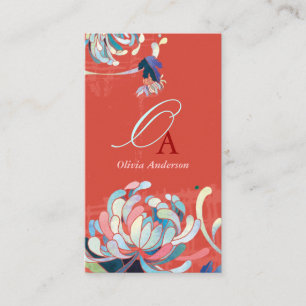 Stylish Elegant Monogram Red Business Card