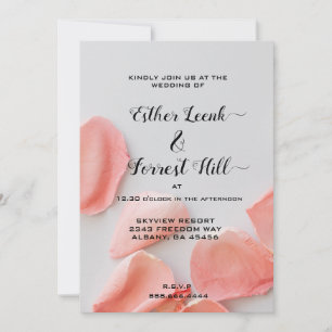 Stylish & Elegant Pink Flower Petals Wedding Invitation